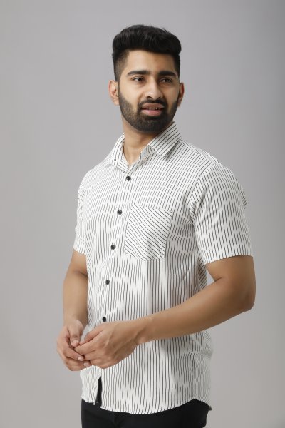 Plain Chiffon Striped Casual Shirt, Size : M, XL