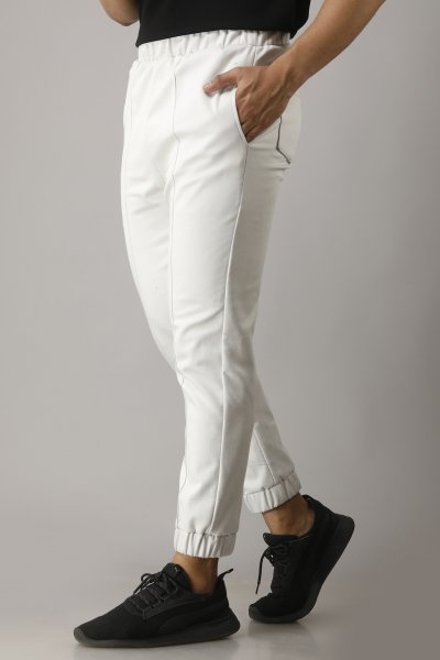 Plain Cotton White Track Pant, Size : M, XL