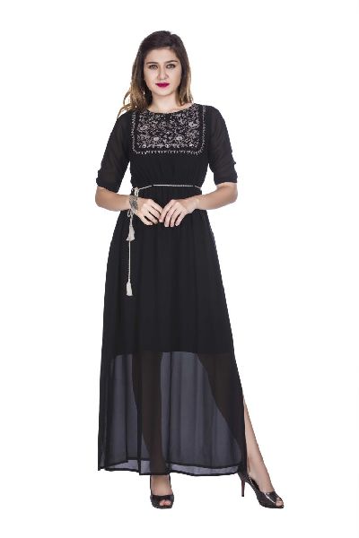 Plain Polyester Embroidered Gown, Size : XL