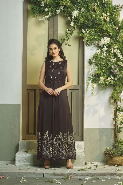 Viscose Floral Embroidered Maxi