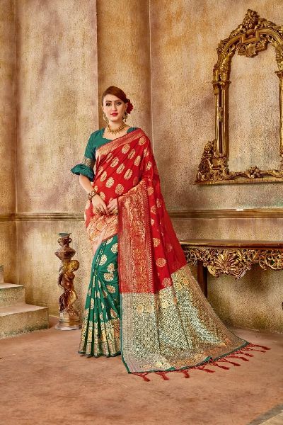 Printed Silk Banarasi Saree, Technics : Attractive Pattern