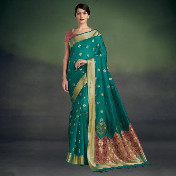 Printed Cotton Blend Zari Saree, Occasion : Bridal Wear, Wedding Wear