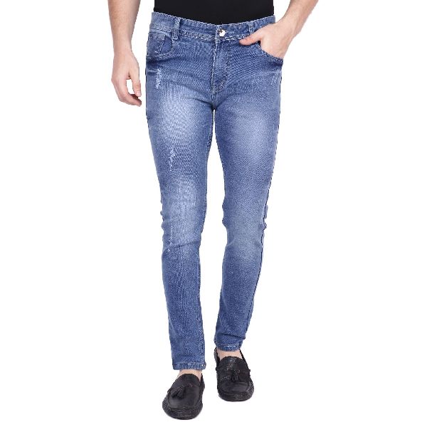 Plain Denim Slim Fit Jeans, Technics : Handloom