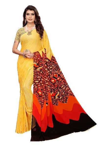 Printed Georgette Sarees, Feature : Breathable, Dry Cleaning