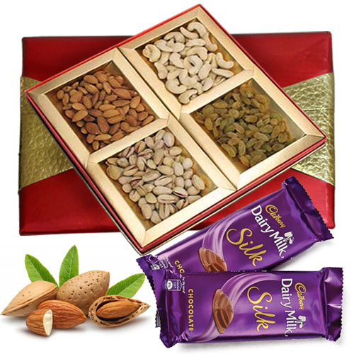 Enjoyable Dry Fruit Gift Box with Dairy Milk Chocolates