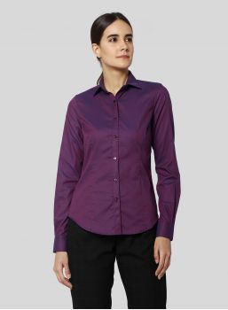 Plain Cotton Purple Pinpoint Check Shirt, Gender : Female