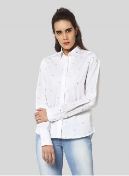 Plain Cotton White Firefly Shirt, Technics : Machine Made
