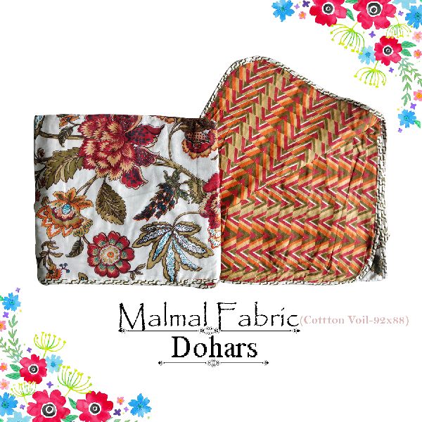 Malmal Fabric Single Bed Dohar, Size : 5x7ft
