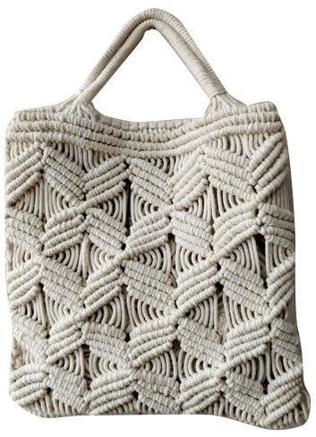 Macrame Designer Cotton Bags, Color : White