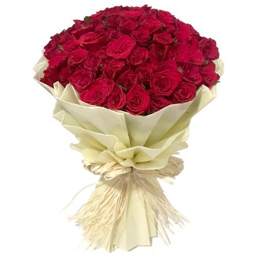 Tissue Wrapped Red Rose Bouquet