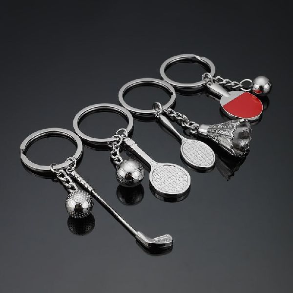 Polished Metal Promotional Keychain, Color : Silver