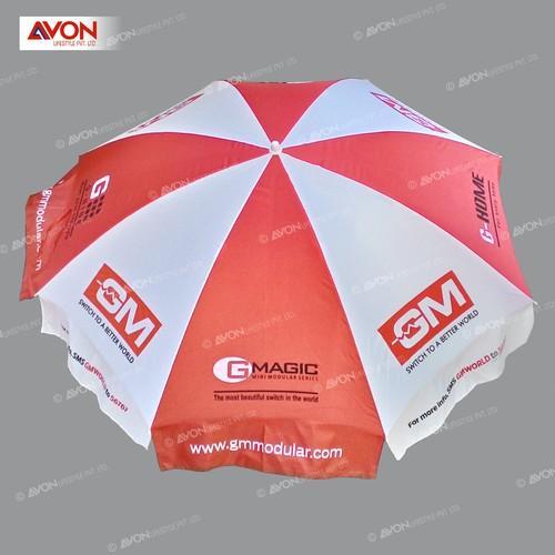 Printed Polyester Outdoor Umbrella, Color : Red, White