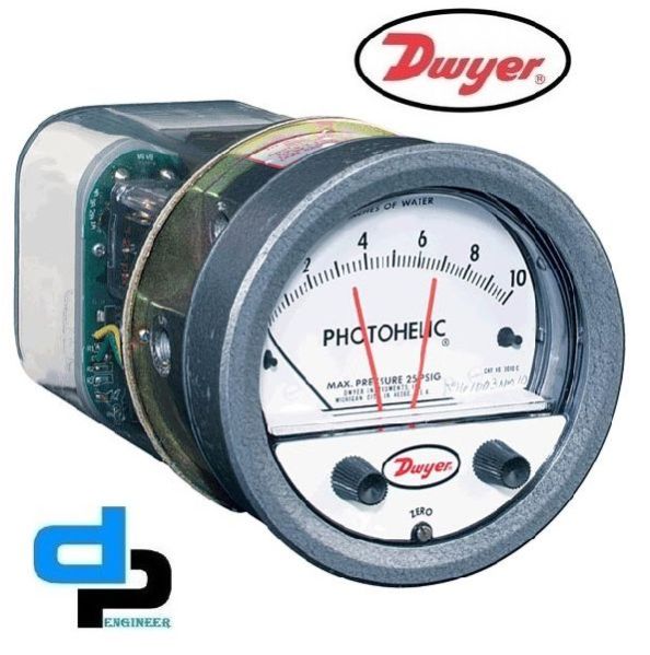 Dwyer A3000-500PA Photohelic Pressure Switch Gauge Range 0-500 PA