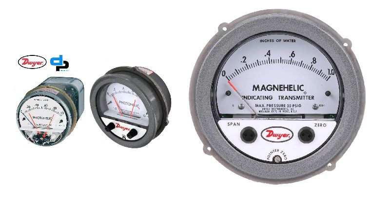 Dwyer A3000-20KPA Photohelic Pressure Switch Gauge Range 0-20 kPa.