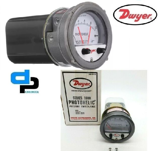 Dwyer A3025 Photohelic Pressure Switch Gauge Range 0-25 Inch W.c.