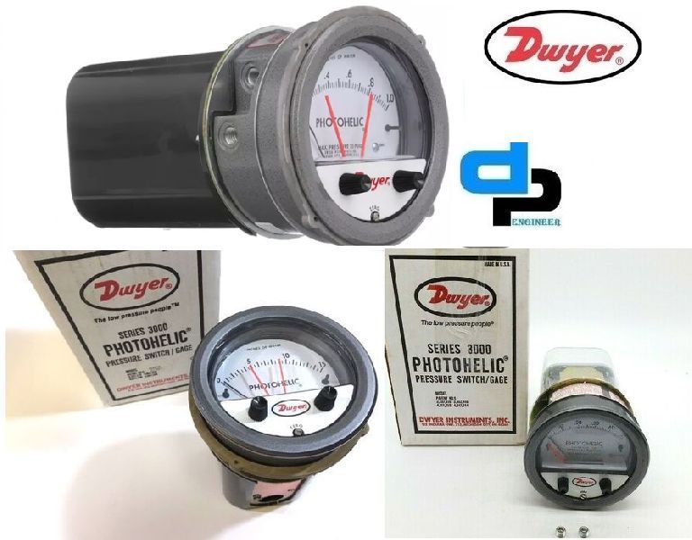 Dwyer A3000-00N Photohelic Pressure Switch Gauge Range .05 To .20 Inch