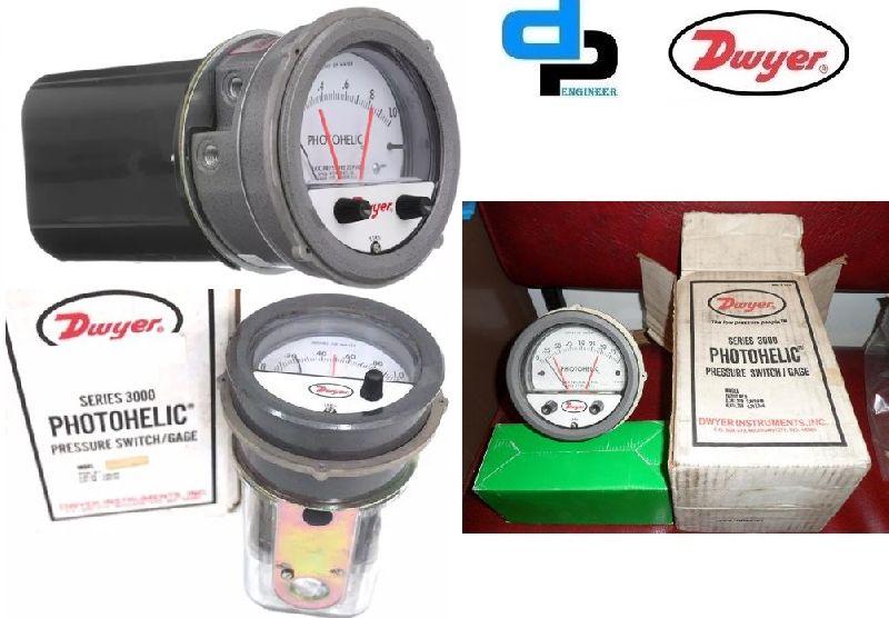 Dwyer A3001AV Photohelic Pressure Switch Gauge Range 0-1.0 Inch w.c.500-4000 FPM.