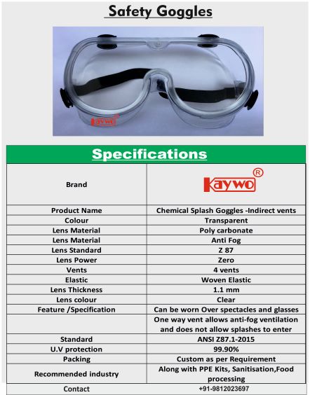 Safety goggles anti splash anti fog