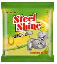 Steel Shine Nylon Scrub Sponge, for Cleaning, Size : 7 x 10 cm