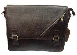 Plain Unisex Office Leather Bag, Color : Brown