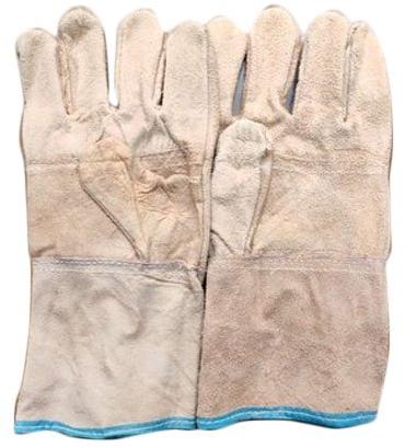 Plain industrial leather hand gloves, Gender : Unisex