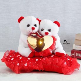 Photo Personalized Couple Teddy Bear, for Gifting, Pattern : Printed