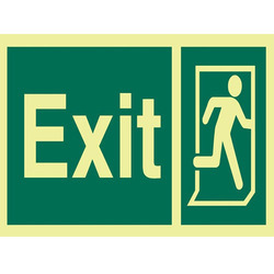 Rectangular Fire Exit Sign Board, for Malls.Market, Office, Railway Station, Color : Green, White