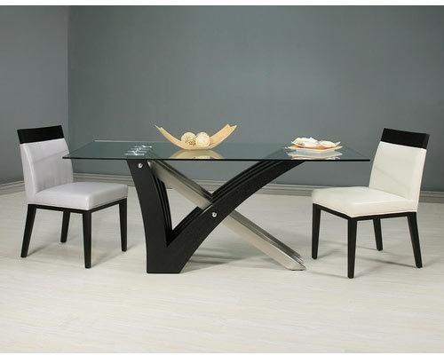 Glass Wood Dining Table, Pattern : Plain