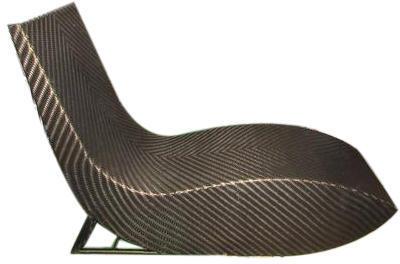 Wicker Outdoor Chaise Lounge Chair, Color : Black