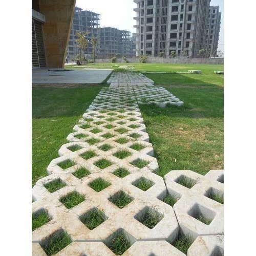 Zig-Zag Grass Concrete Paver, for Pavement, Color : Grey