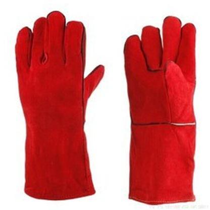 Leather Hand Gloves, for Fire Place, Construction, Pattern : Plain