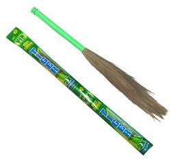 PLASTIC HANDLE GRASS BROOM, Color : Green