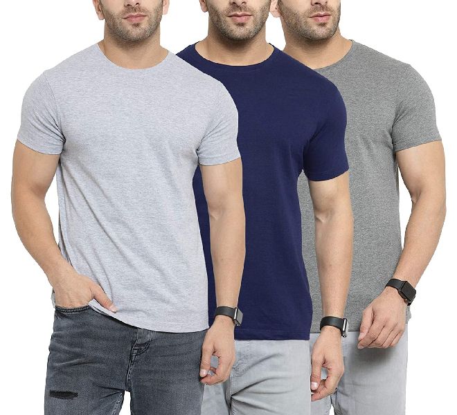 Half Sleeves Mens Round Neck T Shirts Pattern Plain Occasion