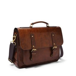 Plain Dark Brown Office Leather Bag