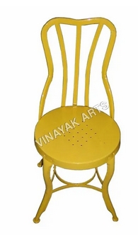 Polished Plain Iron Bistro Chair, Color : Yellow