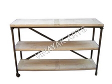 Rectangular Polished Metal Wood Table, for Home, Office, Pattern : Plain