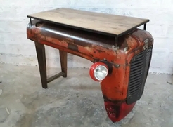 Finished Cast Iron Tractor Shaped Table, Color : natural