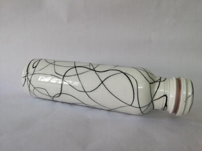 White Black Lined Copper Bottle