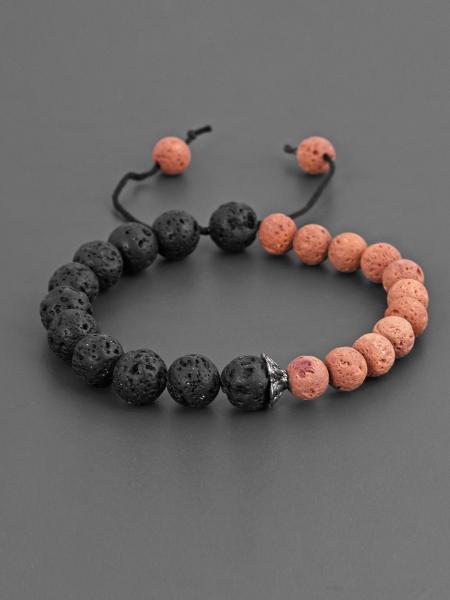 Lava Stones Two Colored Mens Bracelet