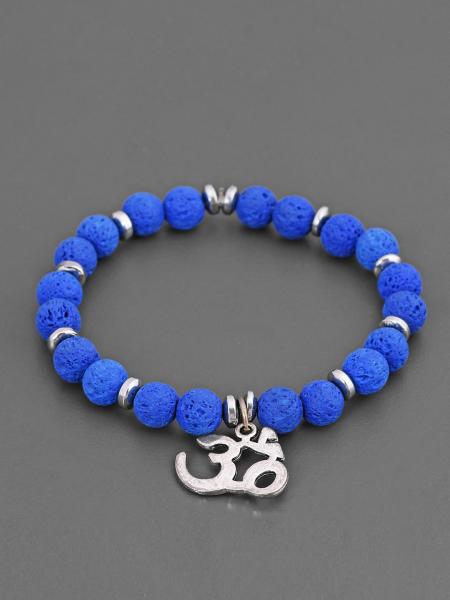 Omkar Blue Colored Stones Mens Bracelet