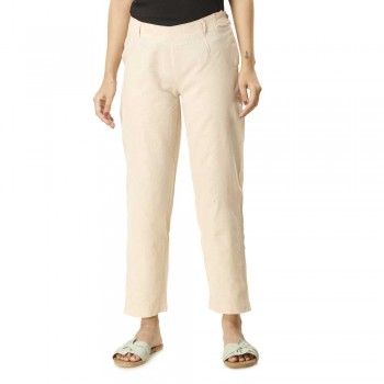 Plain Beige Cotton Pants, Size : M, XL, XXL