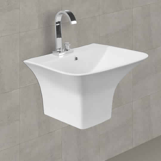 Polished Ceramic DOVEL Half Pedestal Basin, for Home, Restaurant, Feature : Durable, Fine Finishing