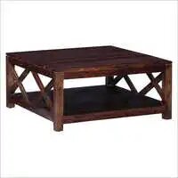 Cross Design Solid Wood Square Center Table