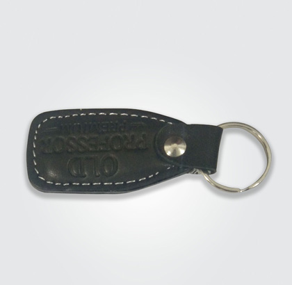Polished Printed Promotional Leather Keychain, Color : Black