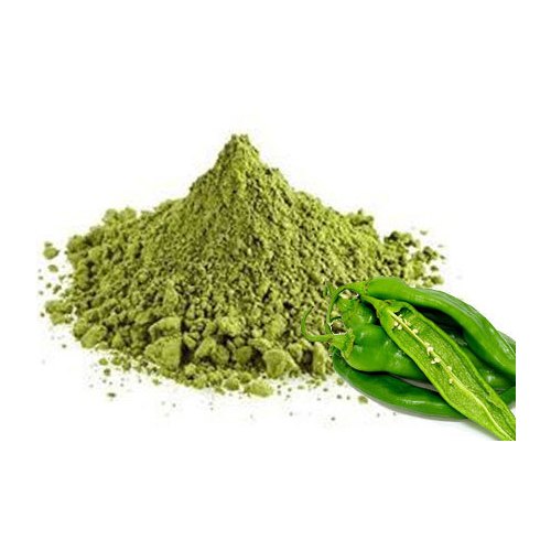 Dehydrated Green Chilli Powder, for Bakery, Cooking, Souce, Taste : Hot Spicy