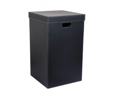 Black Leather Square Laundry Box