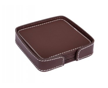 Brown Leather Square Coaster