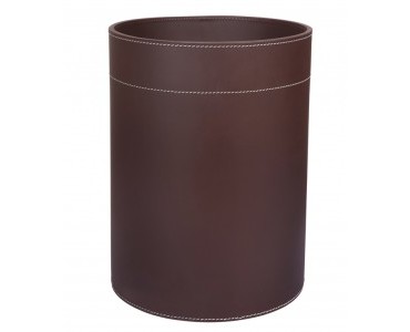 Brown Leather Waste Paper Basket