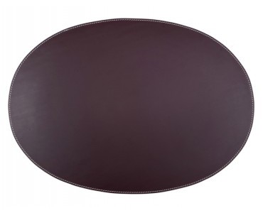 Burgundy Leather Oval Placemat, Shape : Round