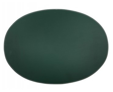 Dark Green Leather Oval Placemat